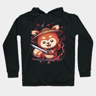 Cute Samurai Red Panda with sword Hoodie